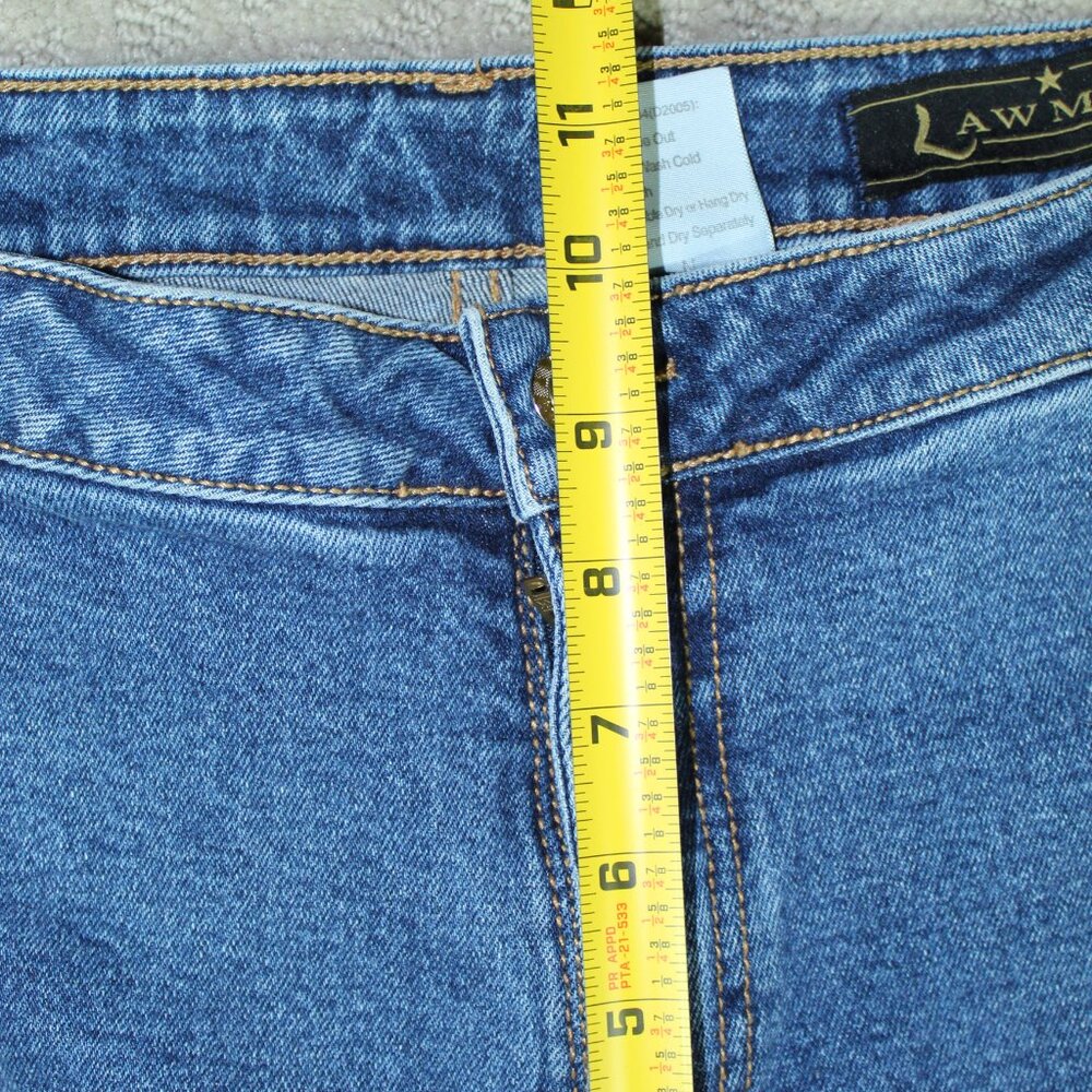 Lawman World-class Denim Jeans 15/16 100% Cotton Leather Zig Zag Trim Blue Jeans - Picture 5 of 7